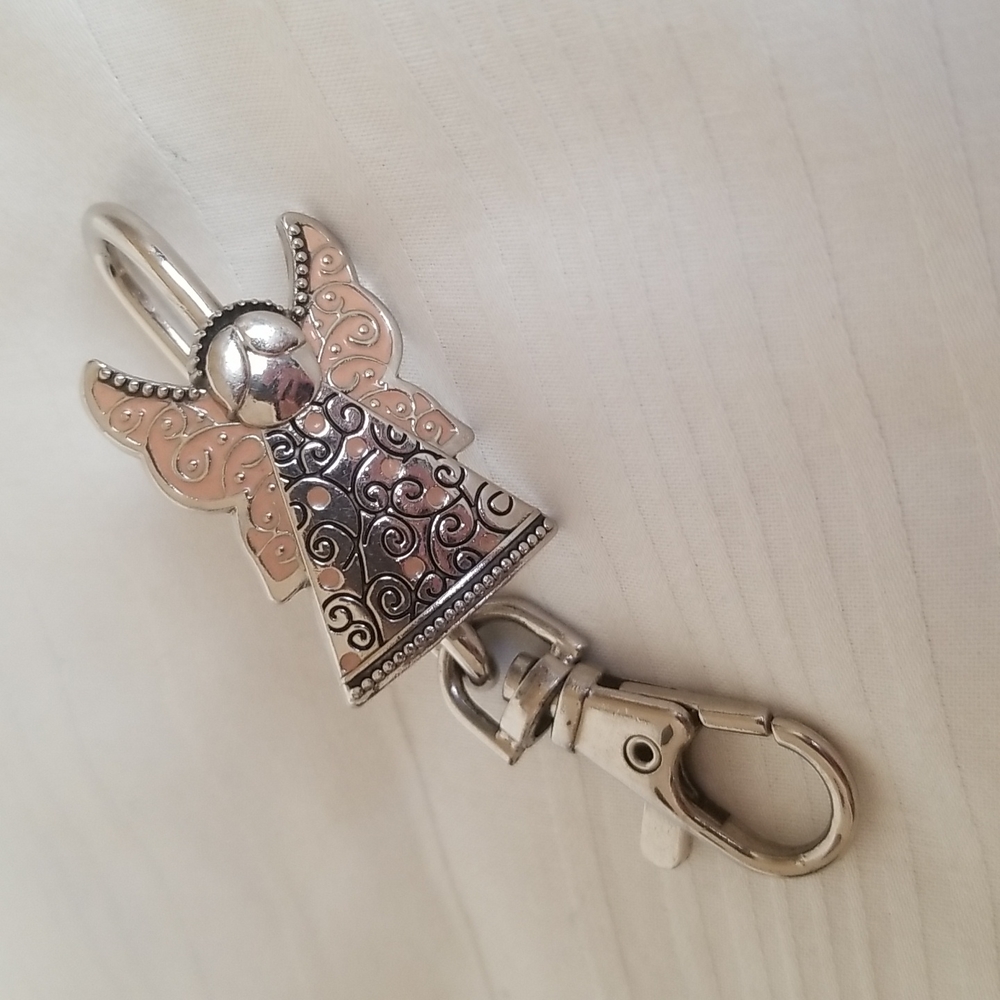 Alexx Silver Pink Angel Clip Keychain